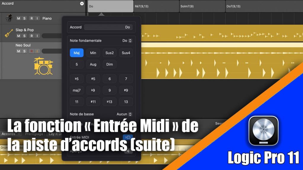 Tutoriel Logic Pro 11 : la fonction &quot;Entrée Midi&quot; de la piste d&#039;accords (suite)