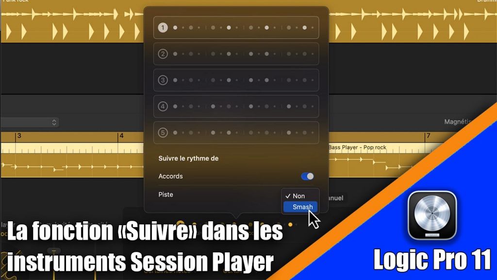 Tutoriel Logic Pro 11 : la fonction &quot;Suivre&quot; dans les instruments Session Player.